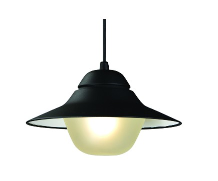PENDANT ES Matt Blk SUN HAT IP44 OD340mm  Frosted Diff