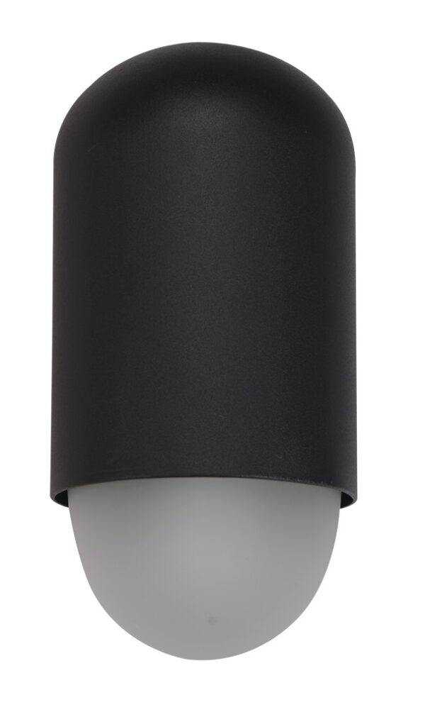 WALL S/M ES OVAL Matt Blk IP44 Opal Diff
