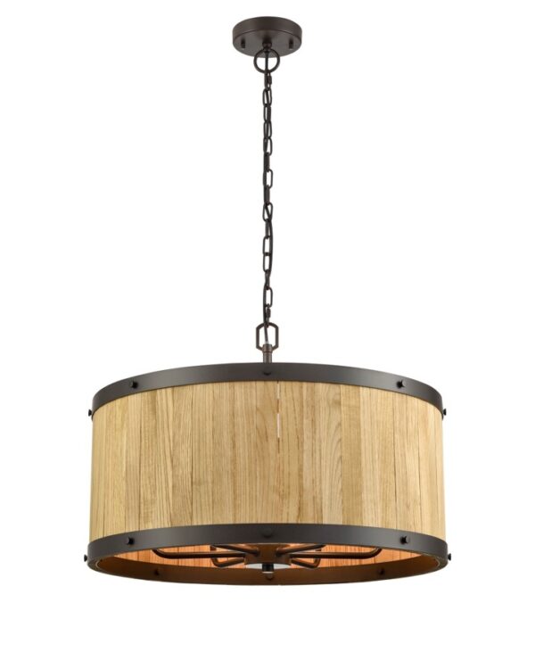 PENDANT ESx6 Drum Natural Wood OD 624mm