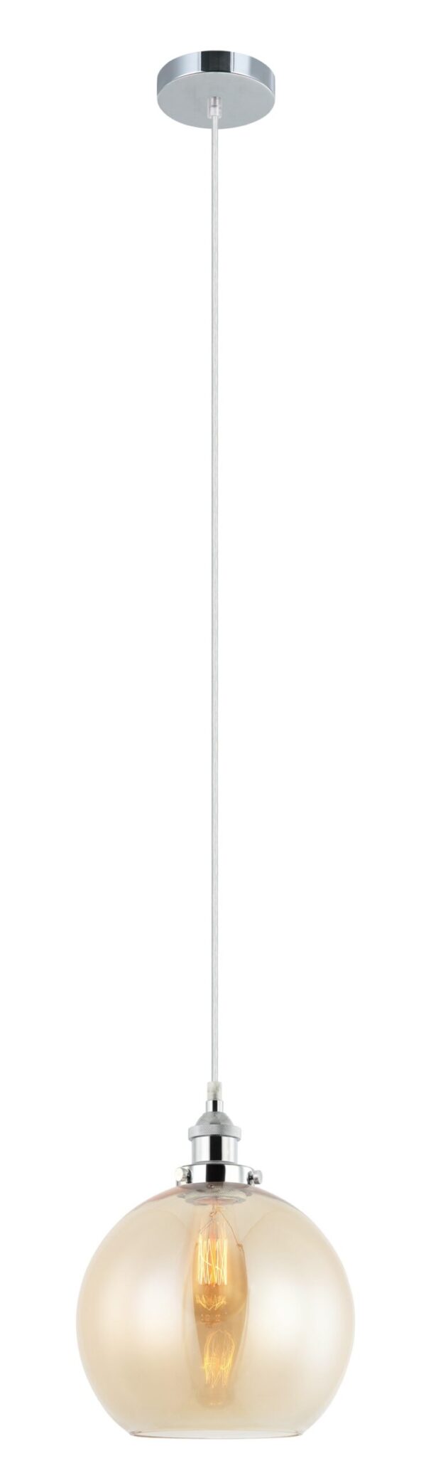 PENDANT ES 40W Amber Wine Glass With Chrome Highlight