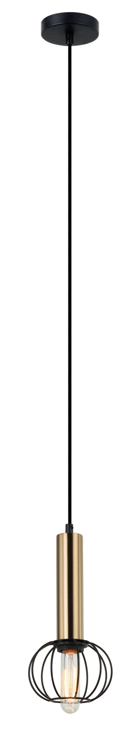 PENDANT ES Antique Brass with Matt Blk Cage Rnd OD150mm