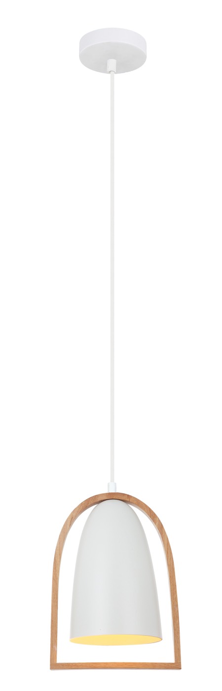 PENDANT ES Matt Wh ELLIPSE w/Wood Frame OD230mm