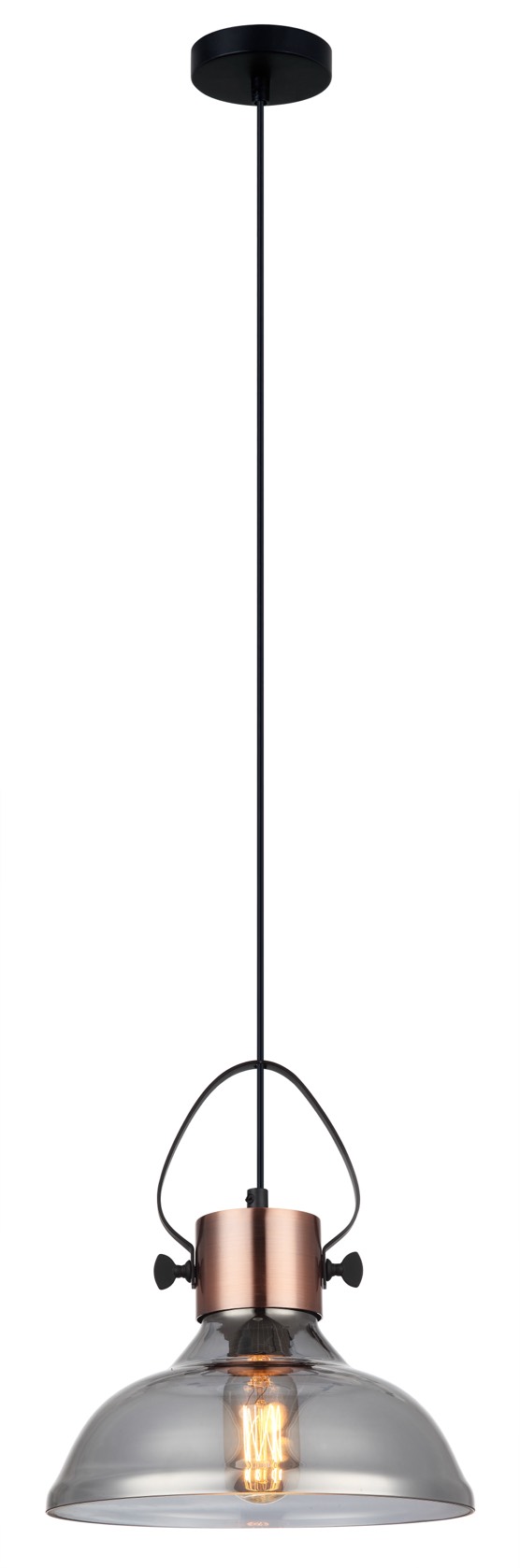 PENDANT ES Smoke Glass DOME w/Cop highlights OD250mm