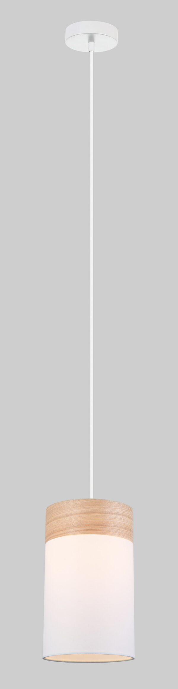 PENDANT ES Wh Cloth SML OBLONG w/Wood Veneer Trim OD150mm