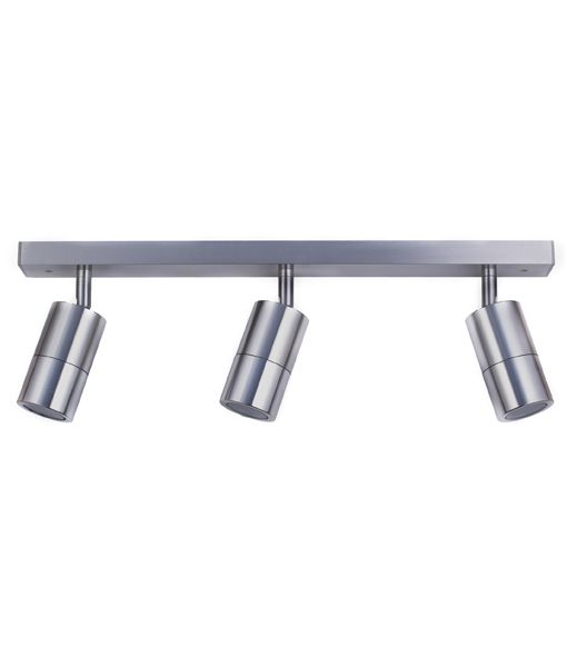PILLAR ADJ 3 Light GU10 Titanium IP44 RECT BAR B/Plate
