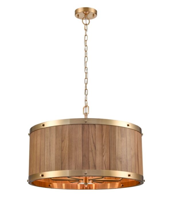 PENDANT ESx6 Drum Medium Oak Wood OD 624mm