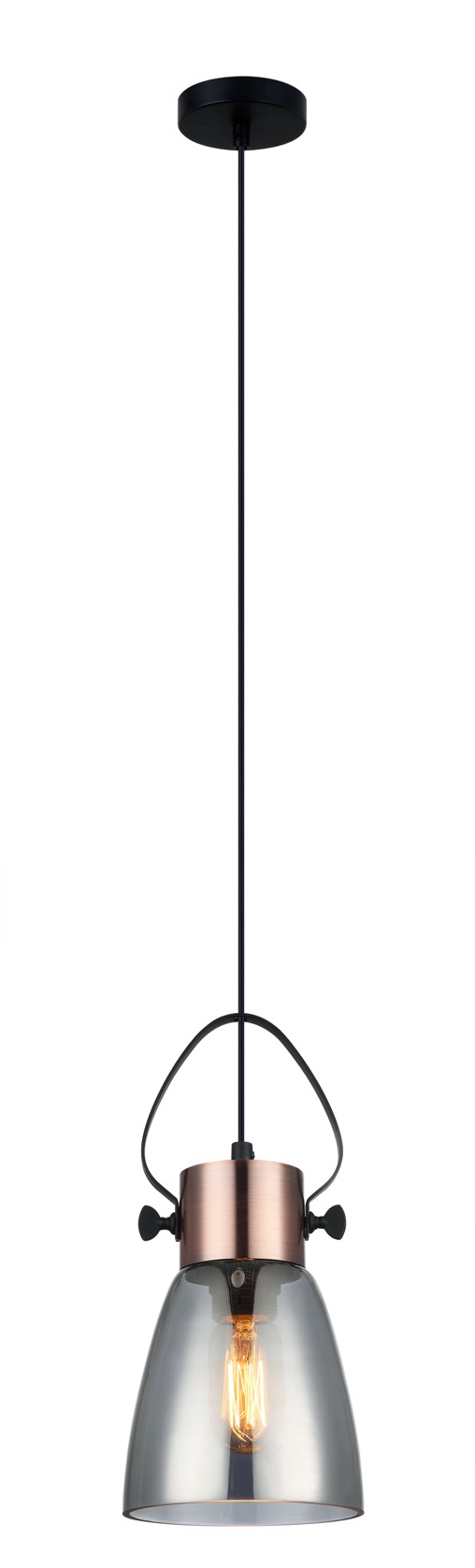 PENDANT ES Smoke Glass ELLIPSE w/Cop highlights OD145mm