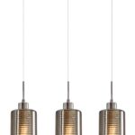 PENDANT ES x 3 72W Chrome Glass Oblong Sq Base