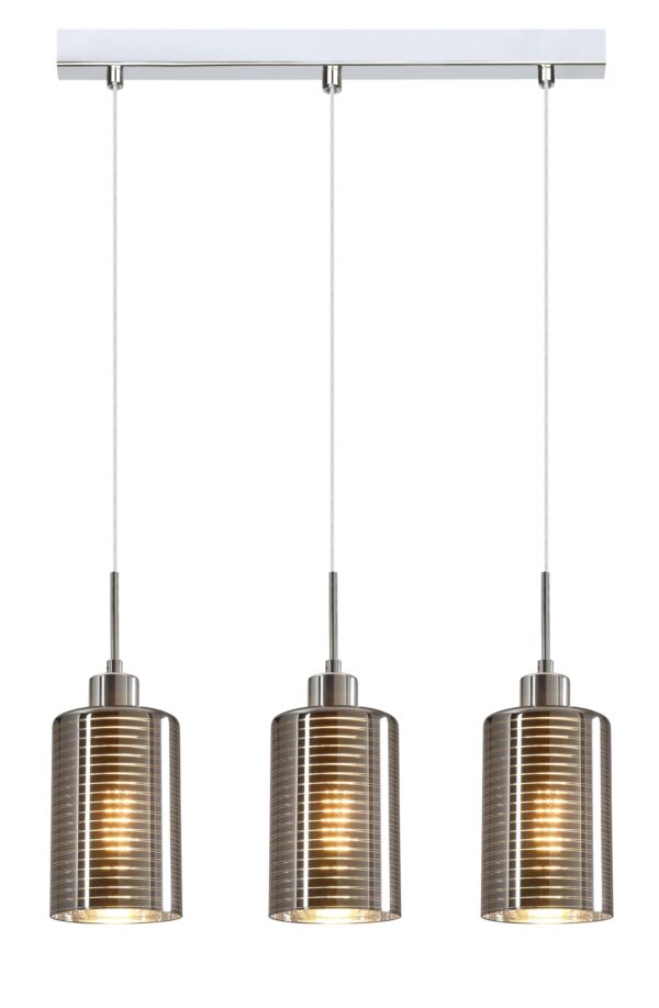 PENDANT ES x 3 72W Chrome Glass Oblong Sq Base