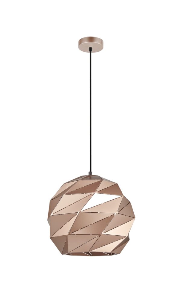 PENDANT ES 60W Rose Gold Dome Lrg Iron OD320mm x H3215mm