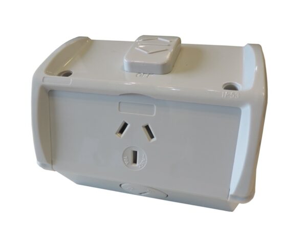 SOCKET SINGLE GPO Weatherproof 250V 10A IP53