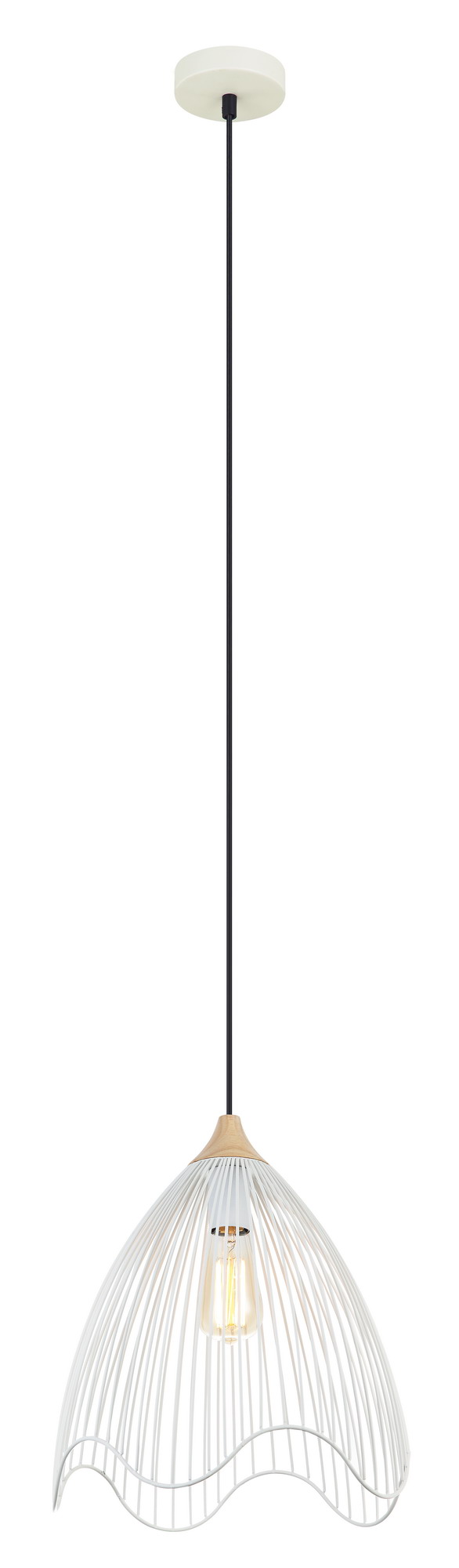 PENDANT ES Wh WIRE CONE w/wavy edge OD330mm