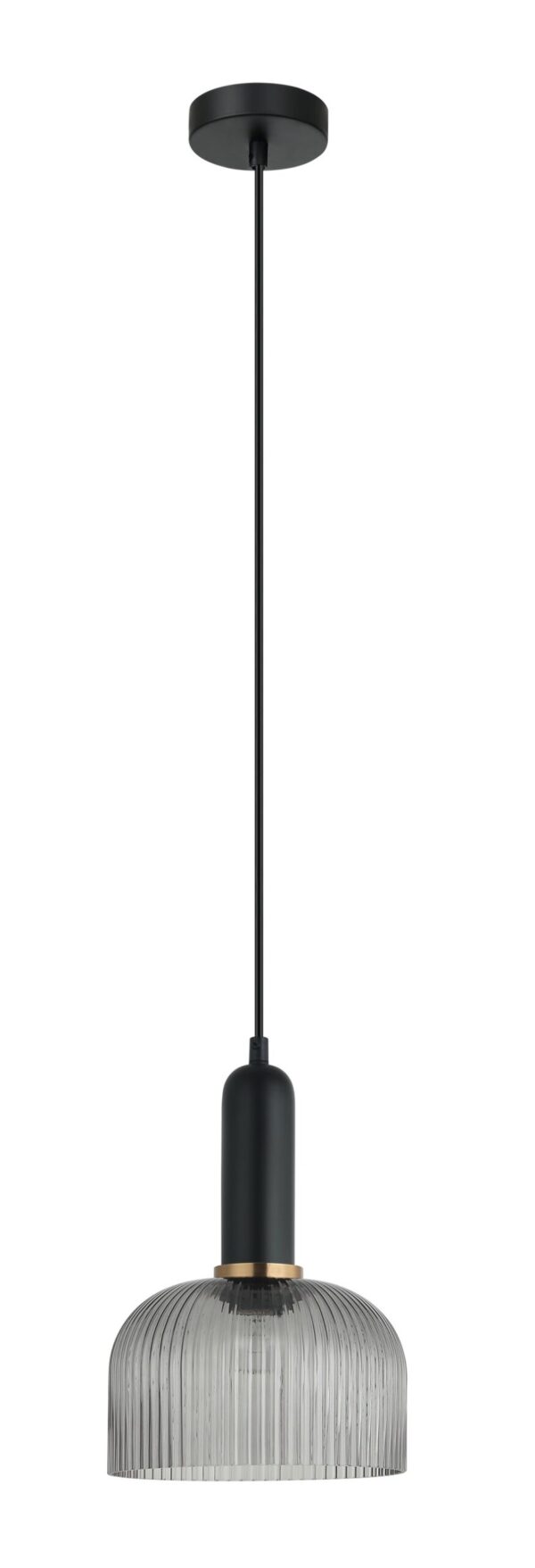 PENDANT ES Blk Smoky Glass Dome OD200mm