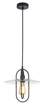 PENDANT ES Matt Blk OBLONG w/Clear Glass Coolie OD315mm