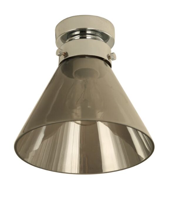 DIY Batten Fitting SML Smoke Glass CONE OD180mm w/Chrome