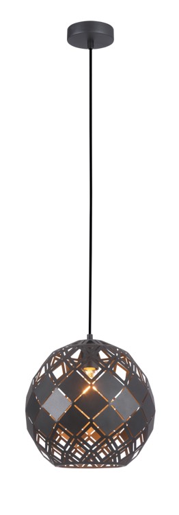 PENDANT ES Matt Blk Embossed Tiled WINE GLASS OD300mm