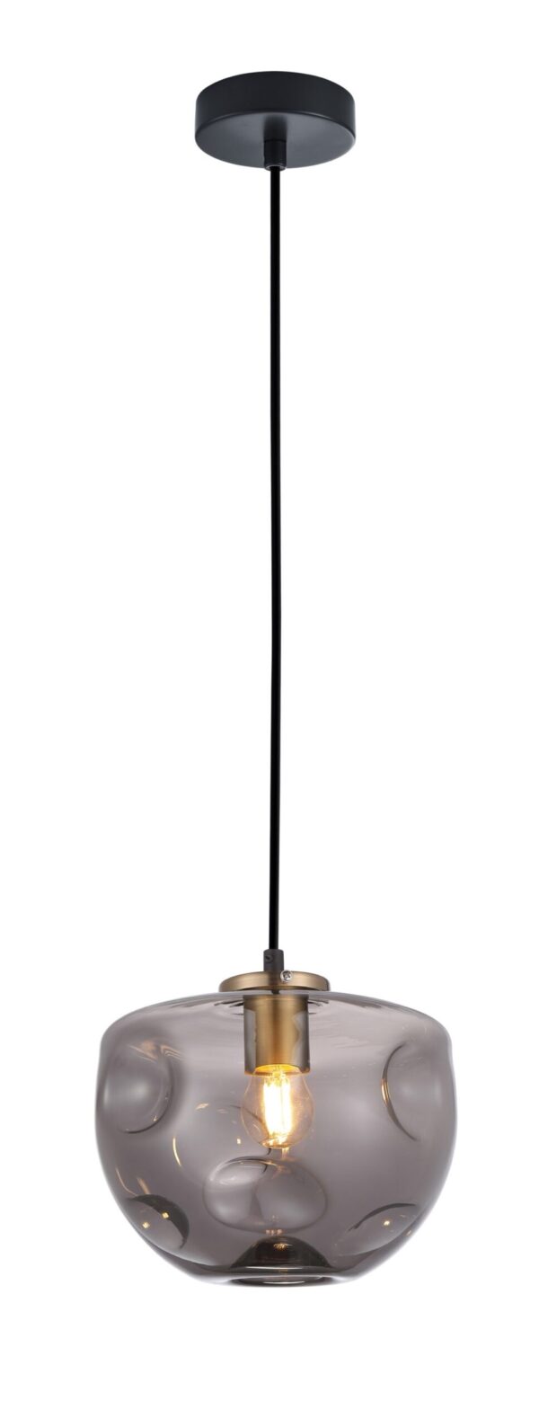 PENDANT ES Smoke Glass FlatTop Dome Ant.Brass Highlight OD220mm