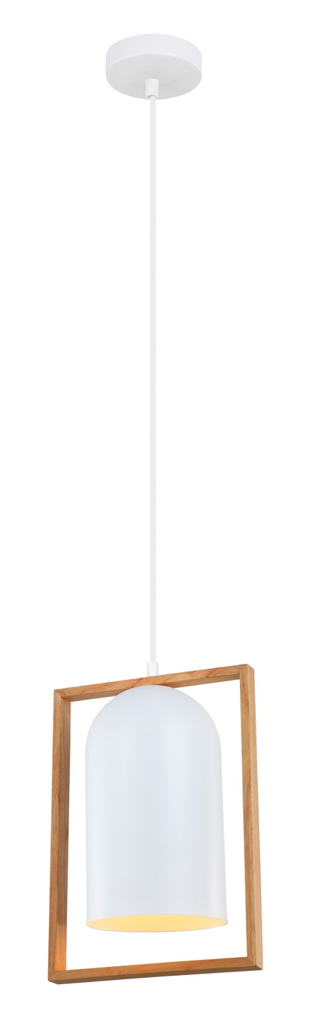 PENDANT ES Matt Wh OBLONG w/Wood Frame OD230mm