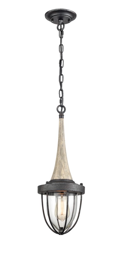 PENDANT ES Weathered Charcoal  washed wood CAGE OD180mm