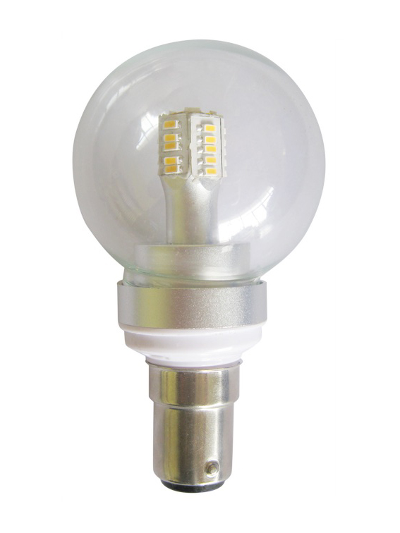 GLOBE LED SBC F/RND 4W 3000K CLR 260 Lm