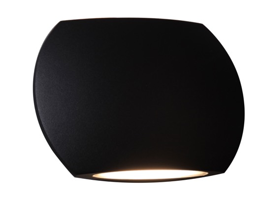 WALL S/M Up/Dn 6.8W CURVED Blk IP54 Opal Diff 500 Lm