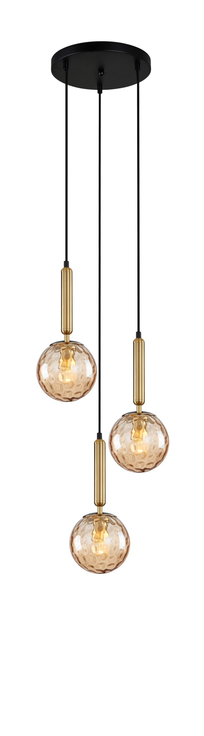 PENDANT ES 3X10W Bronze Amber Spherical Glass Enclo RND Base