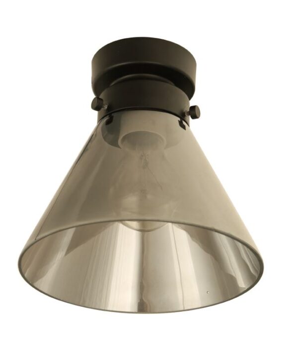 DIY Batten Fitting SML Smoke Glass CONE OD180mm w/Blk