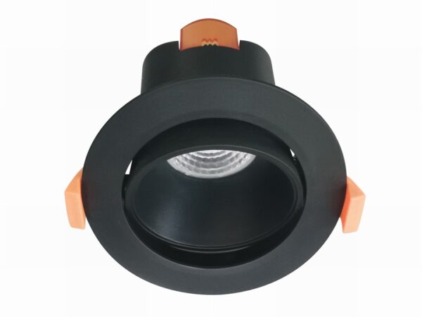 D/L FIXED DIMM 9W RND COB GIMBAL BLK Tri IP20 90mm P/C 800 Lm