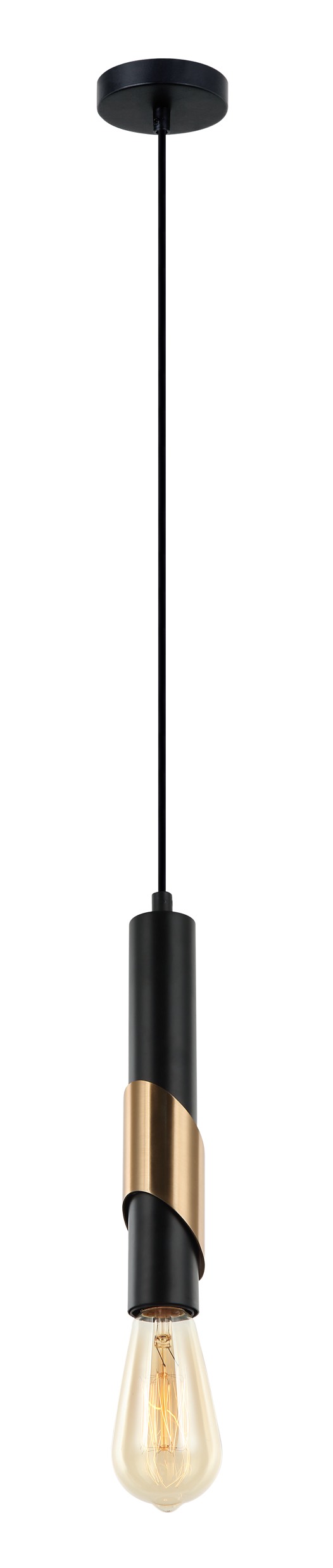 PENDANT ES Matt Blk Antique Brass Plate Tube OD50mm