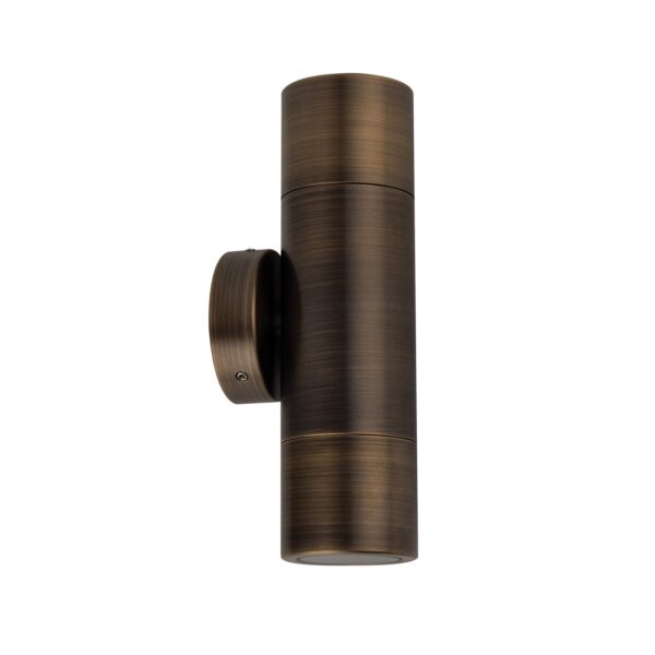 PILLAR Up/Dn 12V MR16 Rustic Brass IP65 RND B/Plate