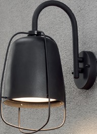 WALL S/M ES ELLIPSE Matt Blk IP44 w/cage