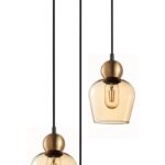 PENDANT ES x 3 72W Bronze Amber Glass ELLIPSE RND Base