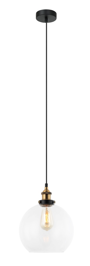 PENDANT ES 40W Clear Wine Glass With Antique Brass