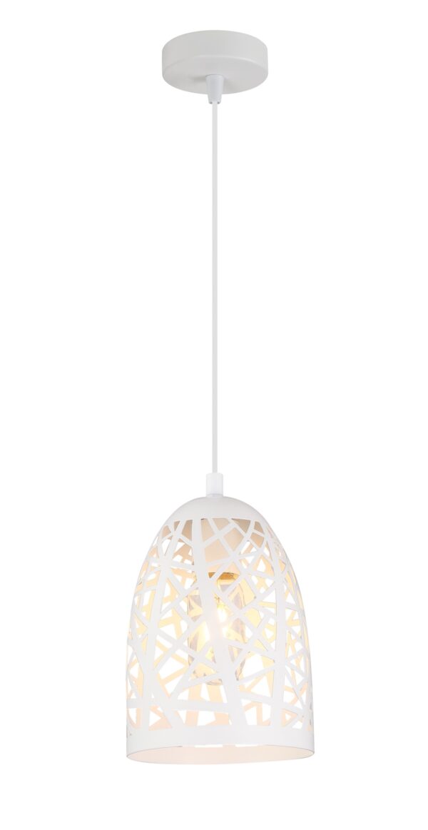 PENDANT ES 72W White Iron Cage Ellipse OD140mm x H200mm