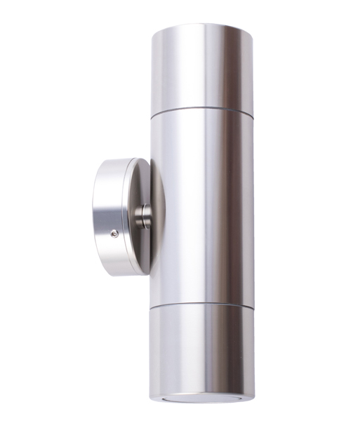 PILLAR Up/Dn 12V MR16 Shiny Sil IP65 RND B/Plate