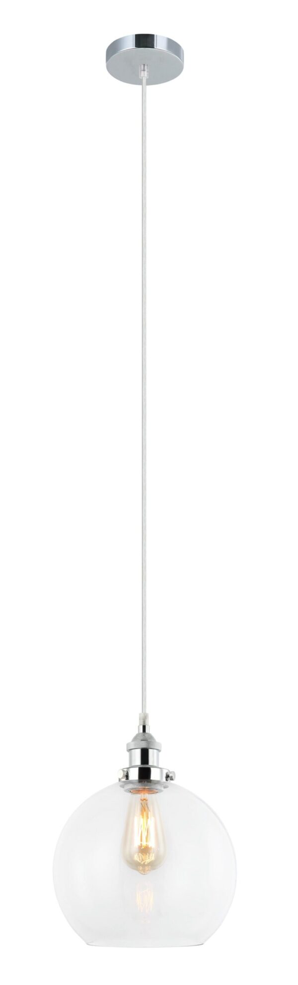 PENDANT ES 40W Clear Wine Glass With Chrome Highlight