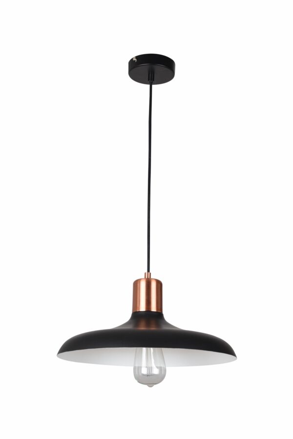 PENDANT ES Matt Blk DOME w/Copper Highlight OD400mm