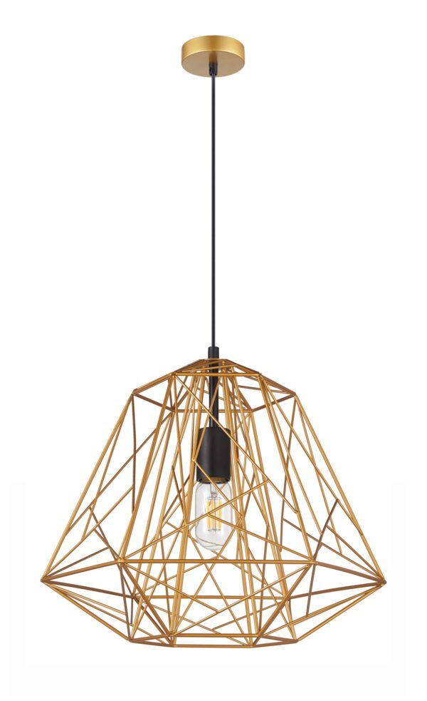 PENDANT ES 72W Antique Brass Iron Cage With Blk OD395 X H350