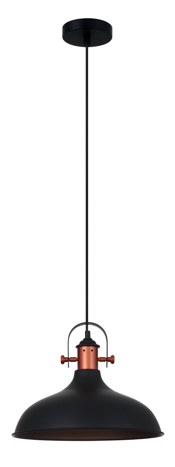 PENDANT ES Matt Blk DOME w/Copper highlights OD360mm