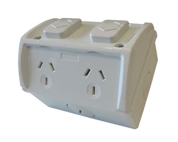 SOCKET DOUBLE GPO Weatherproof 250V 10A IP53