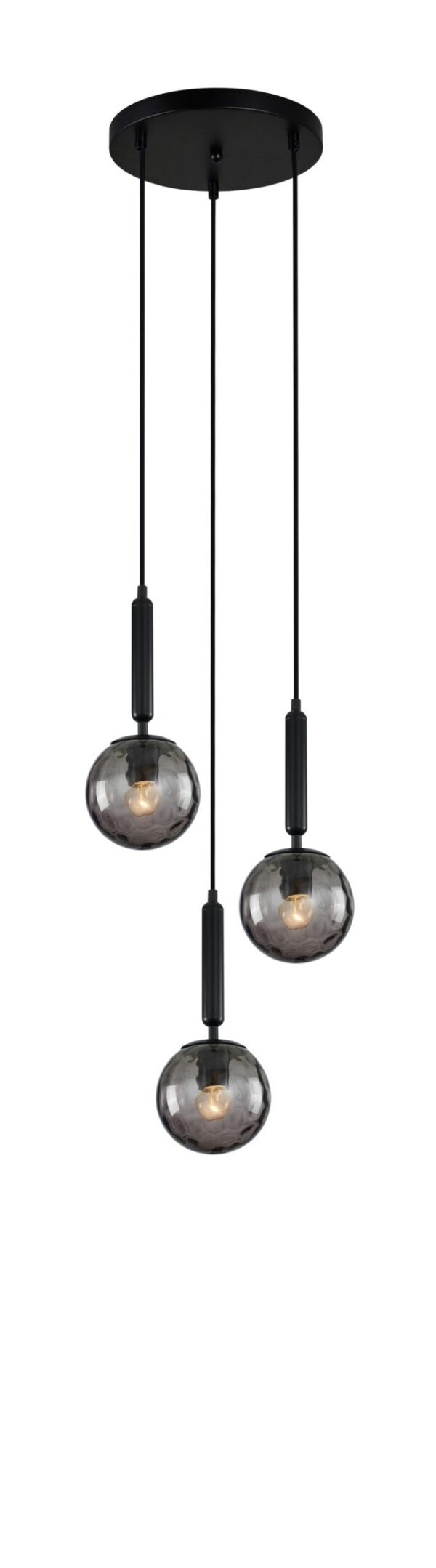PENDANT ES 3X10W BLK Smoke Spherical Glass Enclosed RND Base