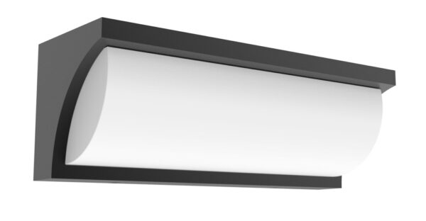 WALL S/M 13W LED TRI 1040Lm IP65 Curved Wedge Dark Grey Opal Diff