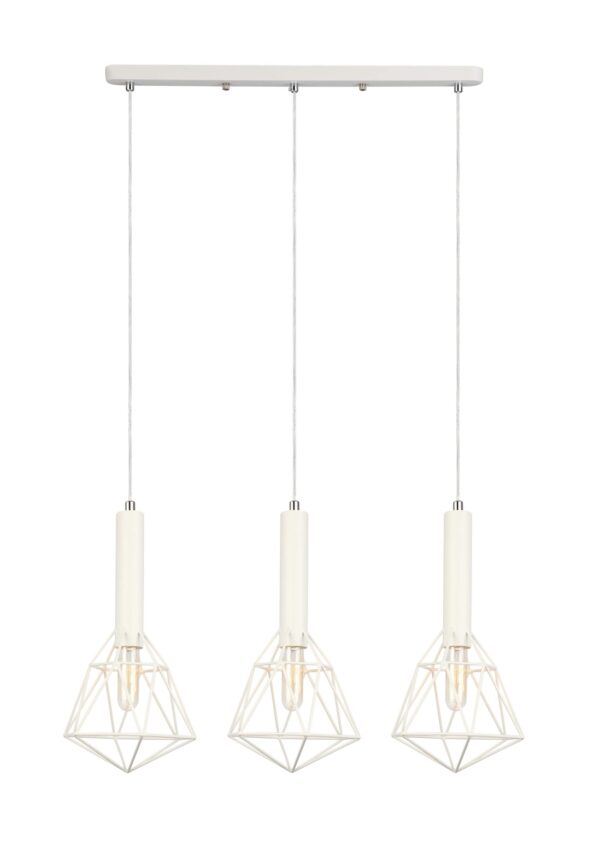 PENDANT ESx3 Blk DIAMOND CAGE x 3 w/Bar M/Plate OD590mm