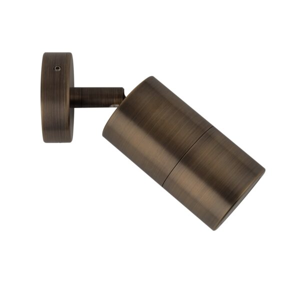PILLAR S/ADJ 12V MR16 Rustic Brass IP65 RND B/Plate