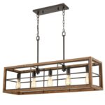 PENDANT ESx5 Rect Medium Oak Wood L 1066mm