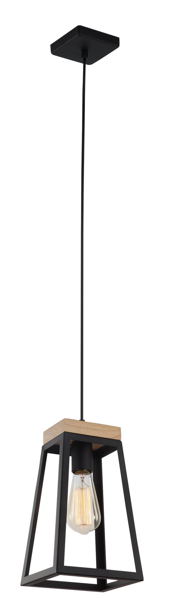 PENDANT ES Matt Blk Wood TRAPEZIUM OD170mm