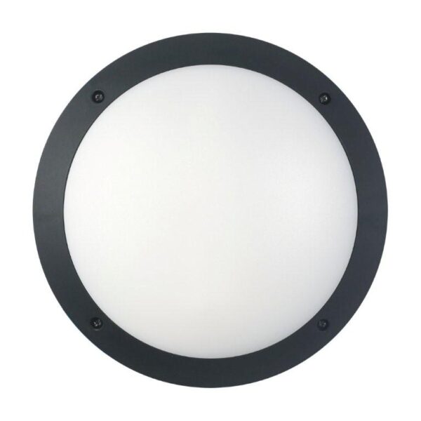 BULKHEAD 12W RND Blk 4K IP66 OD300mm 800 Lm