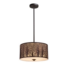 PENDANT ES x 3 Aged Bronze w/Amber LGE RND OD400mm