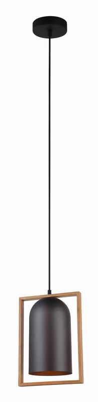 PENDANT ES Matt Blk OBLONG w/Wood Frame OD230mm