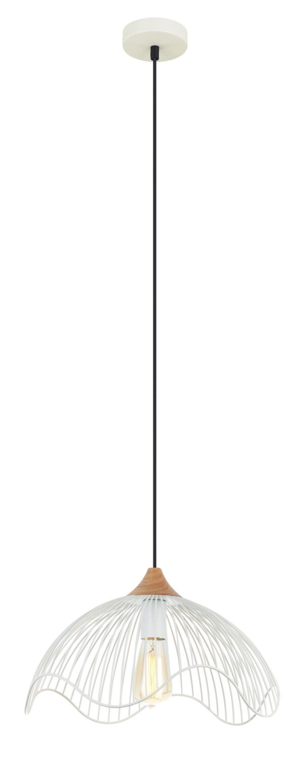 PENDANT ES Wh WIRE DOME w/wavy edge OD400mm